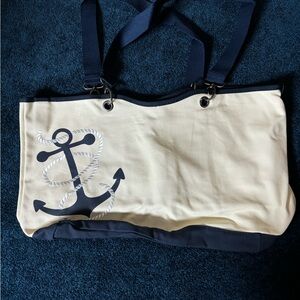 Thirty One Brand Nautical Anchor Canvas Tote Bag